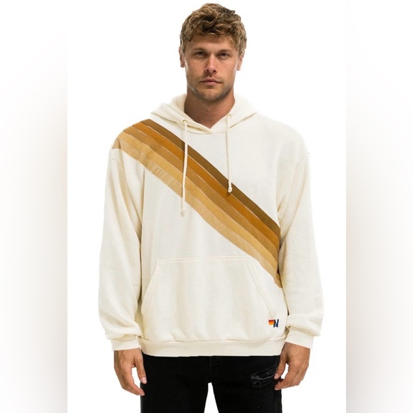 Aviator Nation NWT Cross Stripe Relaxed Pullover Hoodie - Picture 2 of 4